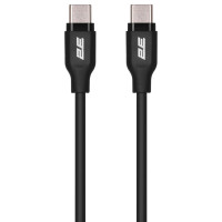 Кабель USB-C > USB-C зарядка/синхронизация 2E 1м, 60Вт Type-C, Glow, черный