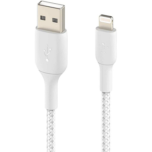 Кабель USB-A > Lightning зарядка/синхронизация Belkin 2м, 12Вт, плетеный, белый