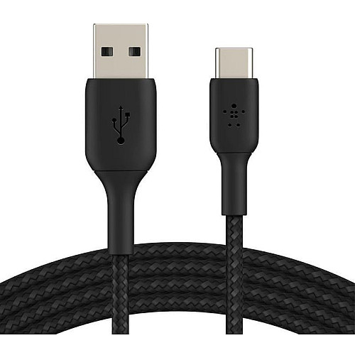 Кабель USB-A > USB-C зарядка/синхронизация Belkin 2м, 15Вт, Type-C, плетеный, черный