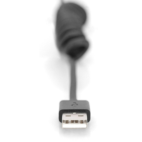 Кабель DIGITUS USB-C > USB-A зарядка/синхронизация, Type-C, спиральный, 1м, черный