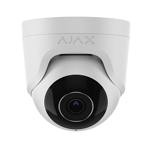 IP-камера проводная Ajax TurretCam, 8мп, 4мм, Poe, True WDR, IP 65, ИК 35м, аудио, угол обзора 75°до 85°, купольная, белая