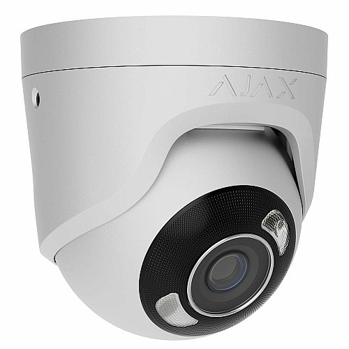 IP-камера проводная Ajax TurretCam HL white, 8мп, 4мм, гибридная подсветка IR 50м, белый Led 50м, Poe, True WDR, IP 65, ИК 50м, аудио, 75° до 85°, купольная, белая