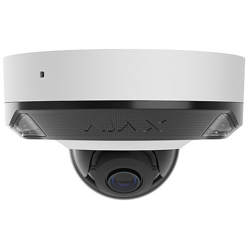 IP-Камера дротова Ajax DomeCam Mini HL white, 5мп, 2.8мм, гібридне підсвічування IR 15м, білий Led 15м, Poe, True WDR, IP 65, ІЧ 15м, аудіо, кут огляду 100° до 110°, міні купольна, біла