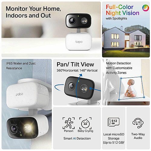 IP-камера TP-LINK Tapo C206 FHD N300 microSD motion detection. внешняя/внутренняя, AI