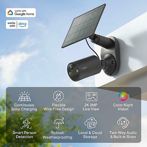 Комплект розумної бездротової камери TP-LINK TAPO C411 KIT 2K QHD та сонячної панелі