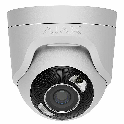 IP-камера проводная Ajax TurretCam HL white, 8мп, 4мм, гибридная подсветка IR 50м, белый Led 50м, Poe, True WDR, IP 65, ИК 50м, аудио, 75° до 85°, купольная, белая