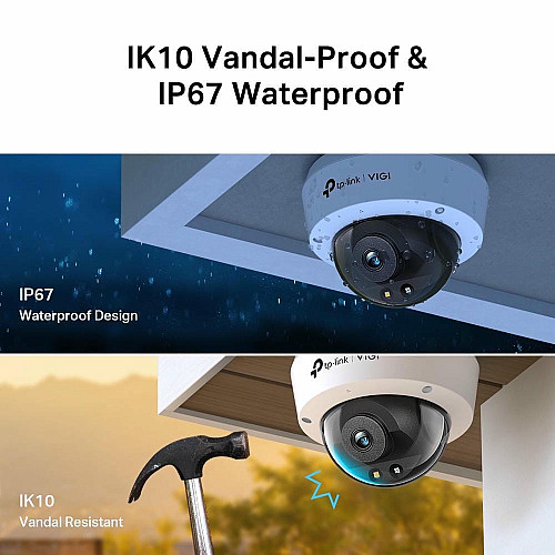 IP-камера TP-LINK VIGI C250-2.8, PoE, 5Мп, 2,8мм, H265+, IP66, Dome, цветное ночное видение, внешняя