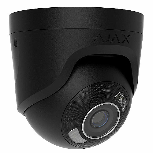 IP-камера проводная Ajax TurretCam HL black, 5мп, 4мм, гибридная подсветка IR 50м, белый Led 50м, Poe, True WDR, IP 65, ИК 50м, аудио, 75° до 85°, купольная, черная