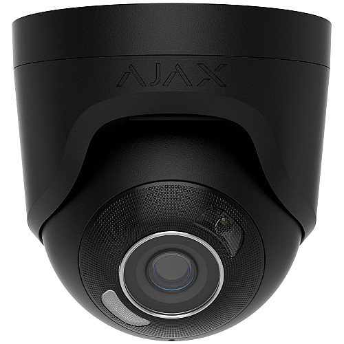 IP-Камера дротова Ajax TurretCam HL black, 8мп, 2.8мм, гібридне підсвічування IR 50м, білий Led 50м, Poe, True WDR, IP 65, ІЧ 50м, аудіо, кут огляду 100° до 110°, купольна, чорна