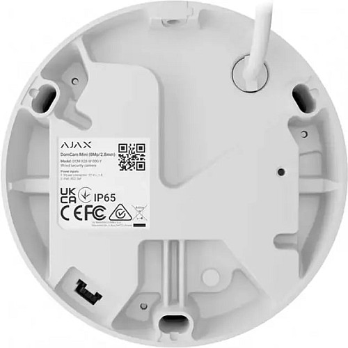 IP-камера проводная Ajax TurretCam, 8мп, 2.8мм, Poe, True WDR, IP 65, ИК 35м, аудио, угол обзора 100° до 110°, купольная, белая