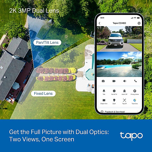 Камера IP з подвійним об'єктивом TP-LINK Tapo C246D 3MP N300 microSD motion detection