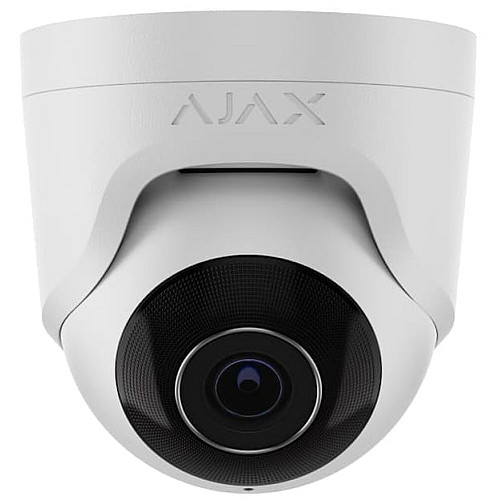 IP-камера проводная Ajax TurretCam, 8мп, 4мм, Poe, True WDR, IP 65, ИК 35м, аудио, угол обзора 75°до 85°, купольная, белая