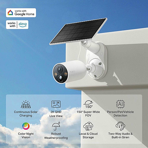 Комплект розумної бездротової камери TP-LINK TAPO C425 KIT 2K QHD та сонячної панелі