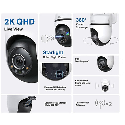 IP-камера TP-LINK Tapo C520WS 4MP N300 1xFE LAN внешняя поворотная