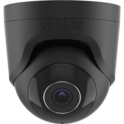 IP-камера проводная Ajax TurretCam, 8мп, 4мм, Poe, True WDR, IP 65, ИК 35м, аудио, угол обзора 75°до 85°, купольная, черная