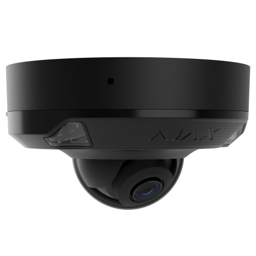 IP-Камера дротова Ajax DomeCam Mini HL black, 8мп, 2.8мм, гібридне підсвічування IR 15м, білий Led 15м, Poe, True WDR, IP 65, ІЧ 15м, аудіо, кут огляду 100° до 110°, міні купольна, чорна
