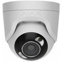 IP-Камера дротова Ajax TurretCam HL white, 8мп, 2.8мм, гібридне підсвічування IR 50м, білий Led 50м, Poe, True WDR, IP 65, ІЧ 50м, аудіо, кут огляду 100° до 110°, купольна, біла