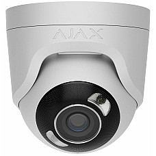 IP-Камера дротова Ajax TurretCam HL white, 8мп, 2.8мм, гібридне підсвічування IR 50м, білий Led 50м, Poe, True WDR, IP 65, ІЧ 50м, аудіо, кут огляду 100° до 110°, купольна, біла