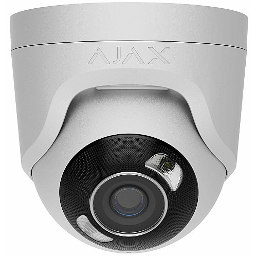IP-Камера проводная Ajax TurretCam HL white, 8мп, 2.8мм, гибридная подсветка IR 50м, белый Led 50м, Poe, True WDR, IP 65, ИК 50м, аудио, угол обзора 100° до 110°,