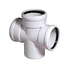 Хрестовина каналізаційна Rehau Raupiano Plus, 110-110-50мм, 87°, з паралельними відводами, поліпропілен, білий
