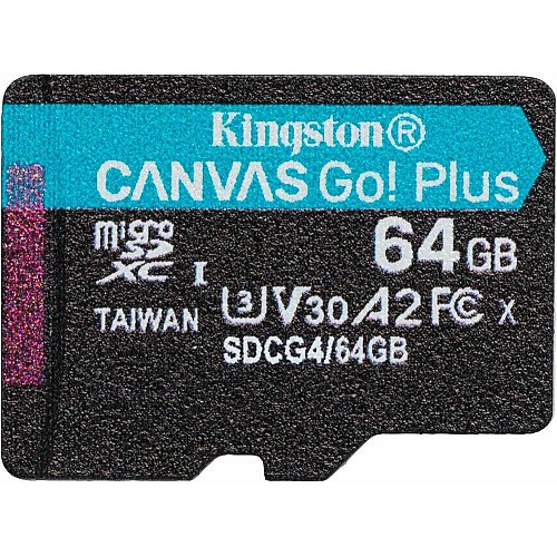 Карта пам'яті Kingston microSD   64GB C10 UHS-I U3 A2 V30 R200/W100MB/s