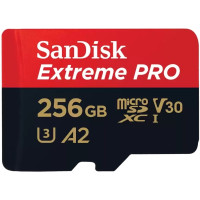 Карта пам'яті SanDisk microSD  256GB C10 UHS-I U3 R200/W140MB/s Extreme Pro V30 + SD