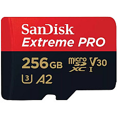 Карта пам'яті SanDisk microSD  256GB C10 UHS-I U3 R200/W140MB/s Extreme Pro V30 + SD