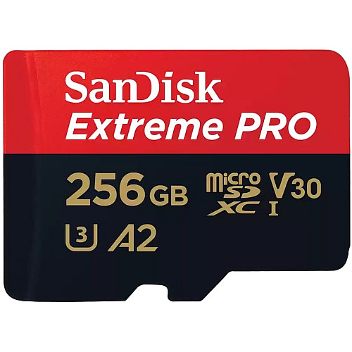 Карта памяти SanDisk microSD 256GB C10 UHS-I U3 R200/W140MB/s Extreme Pro V30+SD