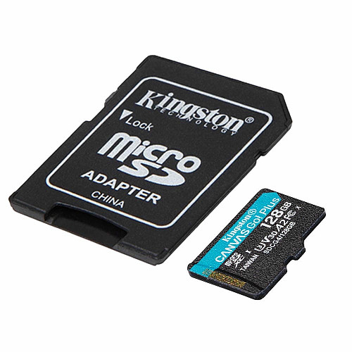 Карта пам'яті Kingston microSD  128GB C10 UHS-I U3 A2 V30 R200/W100MB/s + SD