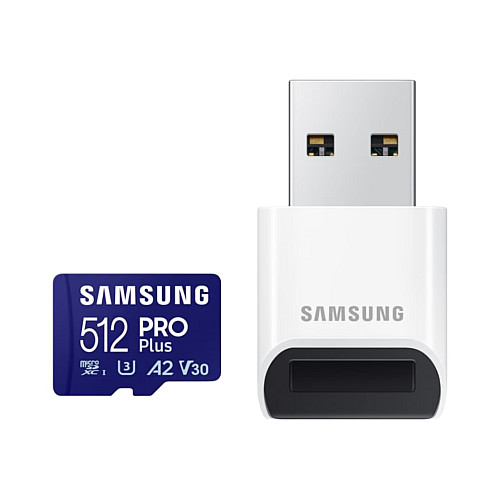 Карта пам'яті Samsung microSDXC    512GB C10 UHS-I R180MB/s PRO Plus + SD