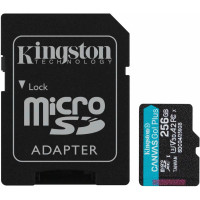 Карта пам'яті Kingston microSD  256GB C10 UHS-I U3 A2 V30 R200/W160MB/s + SD
