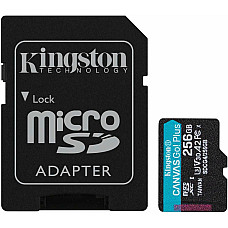 Карта пам'яті Kingston microSD  256GB C10 UHS-I U3 A2 V30 R200/W160MB/s + SD