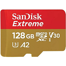 Карта пам'яті SanDisk microSD  128GB C10 UHS-I U3 R190/W90MB/s Extreme V30 + SD