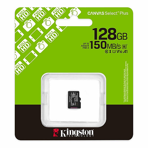 Карта пам'яті Kingston microSD  128GB C10 UHS-I A1 V10 R150MB/s