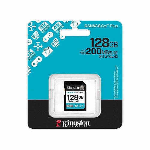 Карта памяти Kingston SD 128GB C10 UHS-I U3 V30 R200MB/s