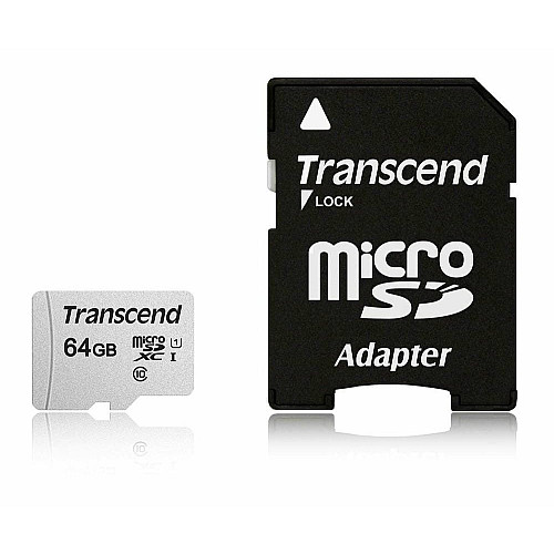 Карта памяти Transcend microSD 64GB C10 UHS-I R100/W20MB/s + SD