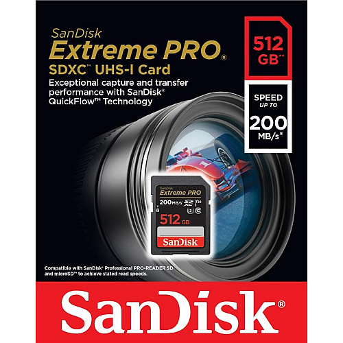 Карта памяти SanDisk SD 512GB C10 UHS-I U3 R200/W140MB/s Extreme Pro V30