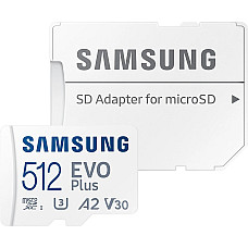 Карта пам'яті Samsung microSDXC  512GB C10 UHS-I R100MB/s Evo Plus + SD