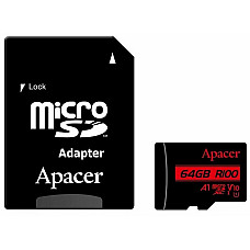 Карта пам'яті Apacer microSD  64GB C10 UHS-I R100MB/s + SD