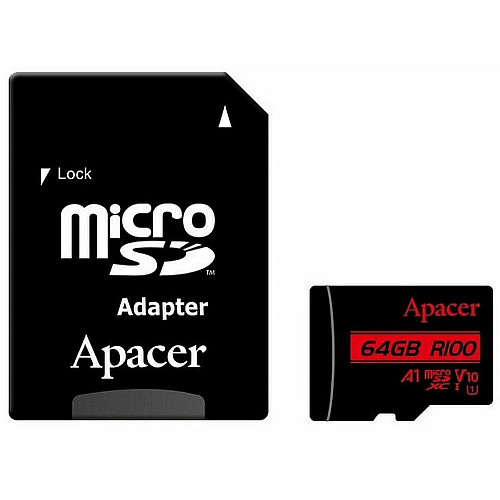 Карта пам'яті Apacer microSD  64GB C10 UHS-I R100MB/s + SD