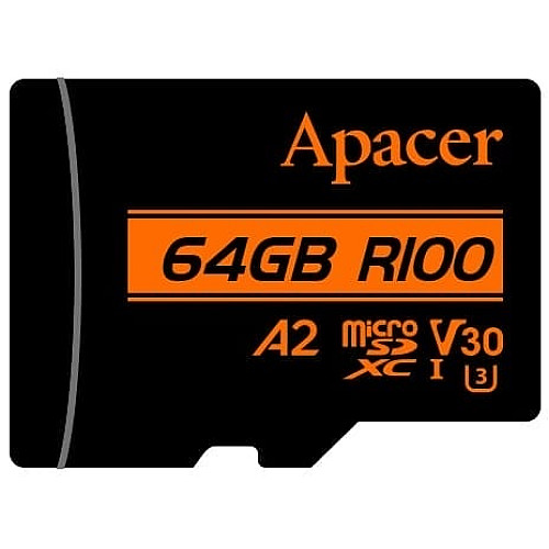 Карта пам'яті Apacer microSD  64GB C10 UHS-I U3 A2 R100/W80MB/s + SD