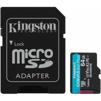 Карта пам'яті Kingston microSD   64GB C10 UHS-I U3 A2 V30 R200/W100MB/s + SD