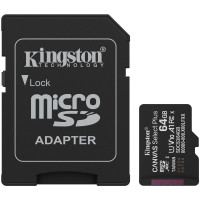 Карта пам'яті Kingston microSD   64GB C10 UHS-I A1 V10 R100MB/s + SD