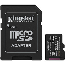Карта пам'яті Kingston microSD   64GB C10 UHS-I A1 V10 R100MB/s + SD