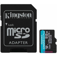 Карта пам'яті Kingston microSD  512GB C10 UHS-I U3 A2 V30 R200/W160MB/s + SD