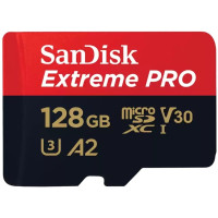 Карта пам'яті SanDisk microSD  128GB C10 UHS-I U3 R200/W90MB/s Extreme Pro V30 + SD