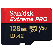 Карта пам'яті SanDisk microSD  128GB C10 UHS-I U3 R200/W90MB/s Extreme Pro V30 + SD