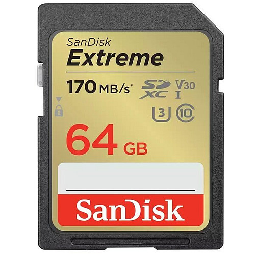 Карта пам'яті SanDisk SD   64GB C10 UHS-I U3 R170/W80MB/s Extreme V30