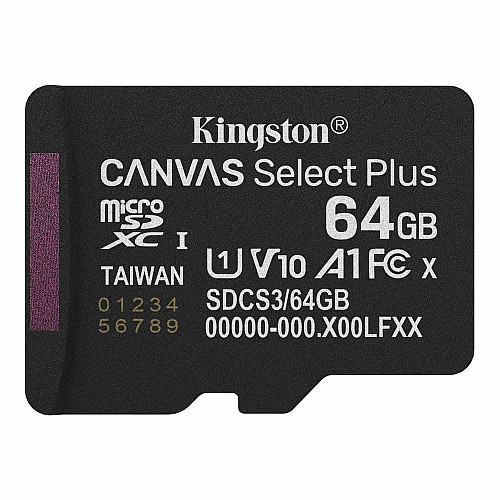 Карта пам'яті Kingston microSD   64GB C10 UHS-I A1 V10 R100MB/s