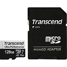 Карта пам'яті Transcend microSD  128GB C10 UHS-I U3 A2 R160/W90MB/s + SD